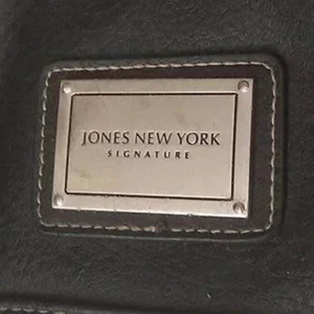 Jones New York Signature Natural Genuine Leader Shoulder Bag Black with Pockets…